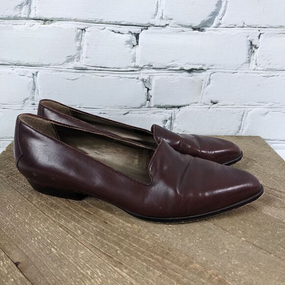 Vintage Aldo Brown leather flats loafers pointed toe slip on shoes for women 6.5 - Picture 6 of 9